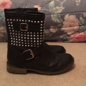 Studded Faux Leather Boots